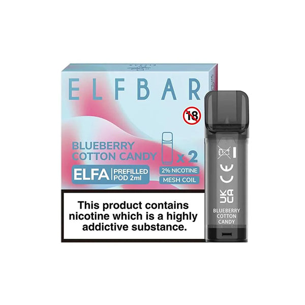 Elfa Pod 2 Pack - Blueberry Cotton Candy VapeHQ Elfa Pod 2 Pack - Blueberry Cotton Candy VapeHQ