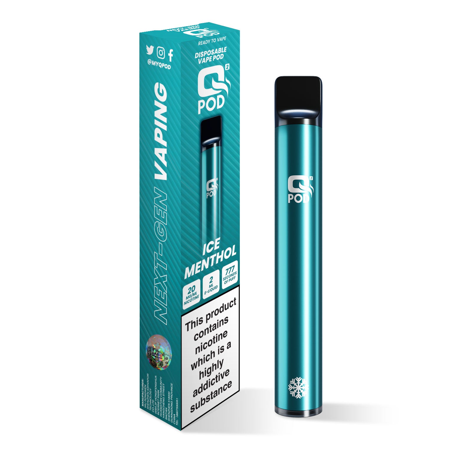 QPod 2 Ice Menthol Next Gen Vaping Disposable Vape VapeHQ